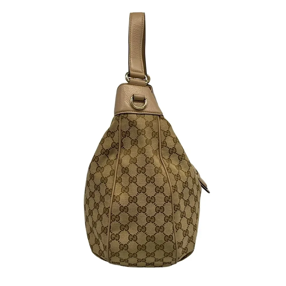 Gucci GG Shoulder Bag 296851 Beige Dark Brown Jacquard Leather
